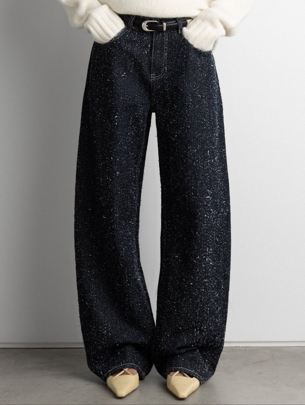Oak + Fort MID-RISE BARREL Leg Boucle Texture Jeans XXS